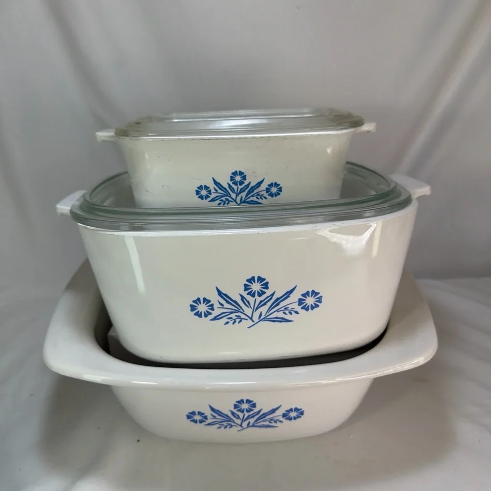 Corningware White and Blue Floral Dish Set - Picture 1 of 10